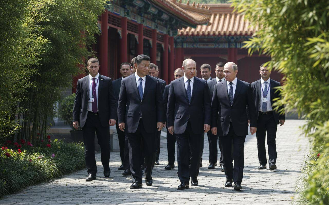 Путин и Си Цзиньпин вместе прогулялись по резиденции — видео