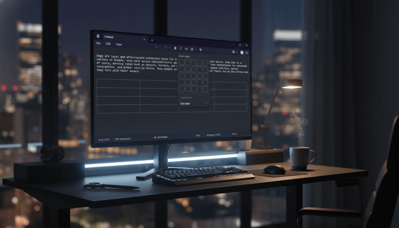 Функция создания таблиц в блокноте Windows 11 стала доступна всем пользователям